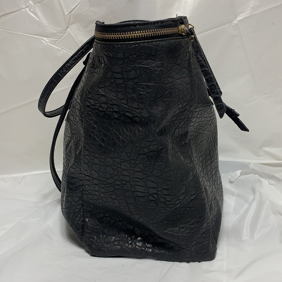 NICOLE By Nicole Miller Black Faux Debossed Leather Tote with Magnetic Snap - Picture 7 of 12